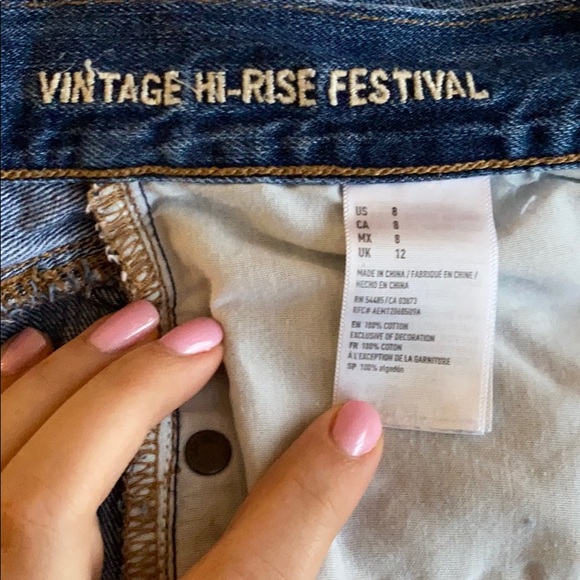 Dark Vintage Hi-Rise Festival AE Jean Shorts - Picture 4 of 5